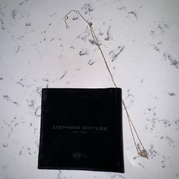 Stephanie Gottlieb Small Pave Heart Necklace in 14K Yellow Gold - Picture 6 of 9